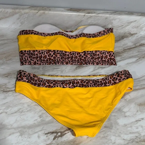 Yellow and Leopard Print Bikini Set Large - Picture 2 of 2